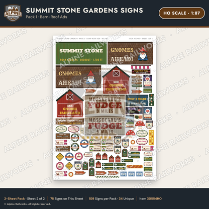Alpine Railworks 30554HO HO Scale Roadside Signs - Rock Garden