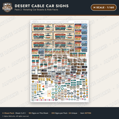 Alpine Railworks 30715N N Scale Tourist Signs - Desert Cable Car