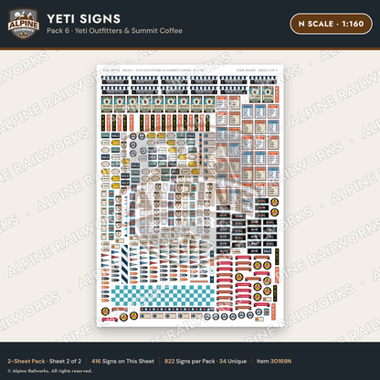 Alpine Railworks 30169N N Scale Yeti Signs - Yeti Outfitters