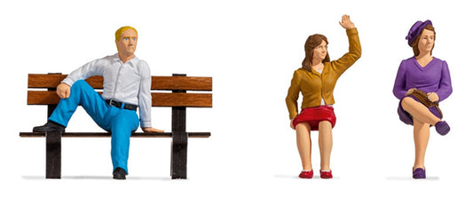 Noch 17351 G Scale Sitting People -- pkg(3)