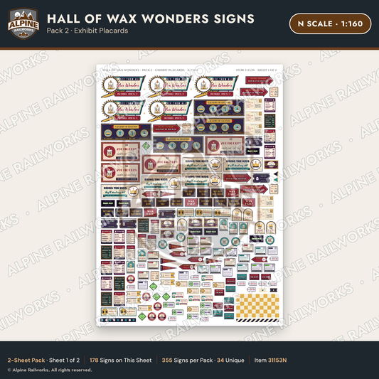 Alpine Railworks 31153N N Scale Roadside Attraction Signs - Wax Museum