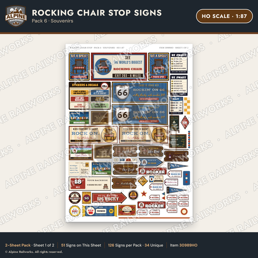 Alpine Railworks 30989HO HO Scale Roadside Signs - Giant Rocking Chair