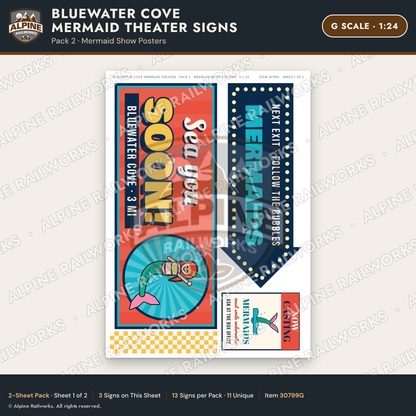 Alpine Railworks 30799G G Scale Roadside Signs - Mermaid Show