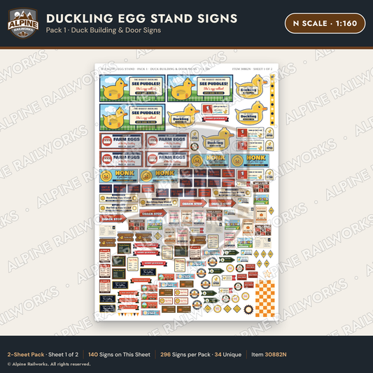 Alpine Railworks 30882N N Scale Roadside Signs - Giant Duck Farm Stand