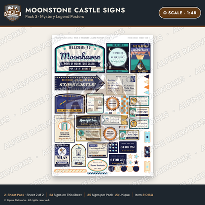 Alpine Railworks 31016O O Scale Roadside Signs - Stone Castle