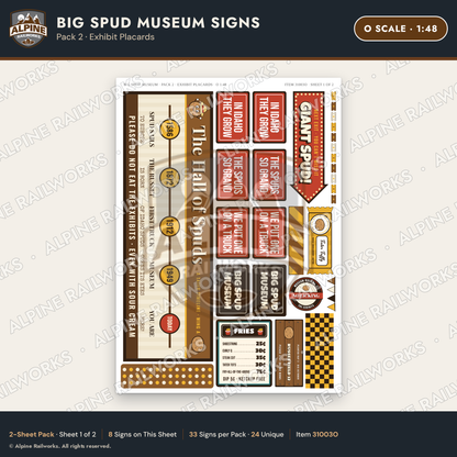 Alpine Railworks 31003O O Scale Roadside Signs - Potato Museum