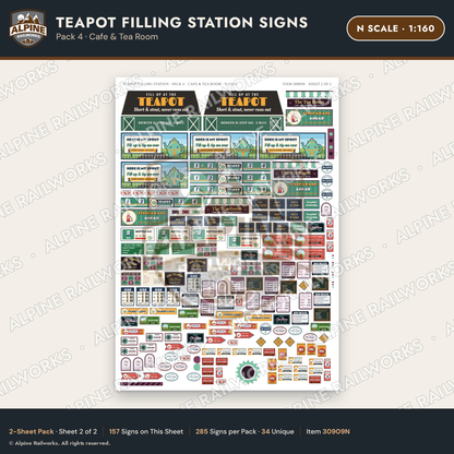 Alpine Railworks 30909N N Scale Roadside Signs - Teapot Gas Station
