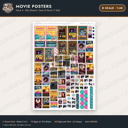 Alpine Railworks 30029O O Scale Movie Posters - 60s Beach & Teen