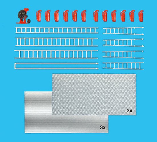 Preiser 31026 HO Scale Ventilation Fan, Fire Extinguishers, Ladders Details