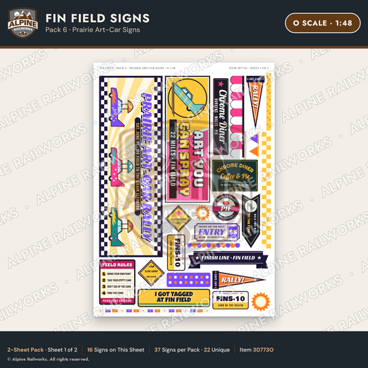 Alpine Railworks 30773O O Scale Roadside Signs - Buried Car Art
