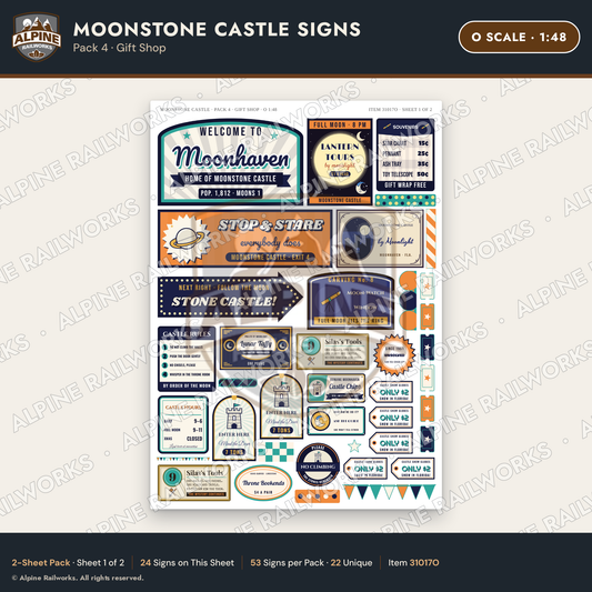 Alpine Railworks 31017O O Scale Roadside Signs - Stone Castle