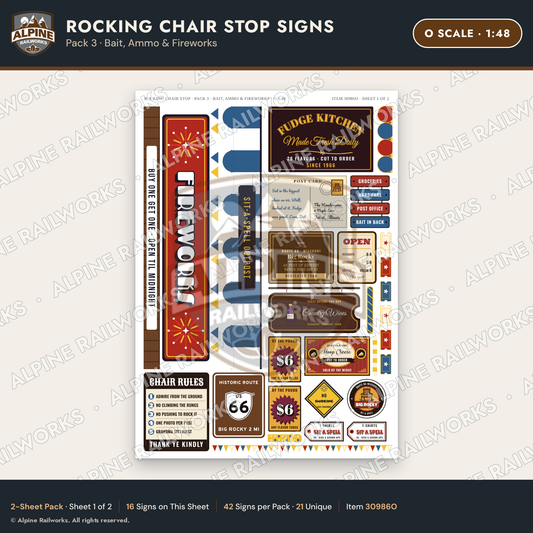 Alpine Railworks 30986O O Scale Roadside Signs - Giant Rocking Chair