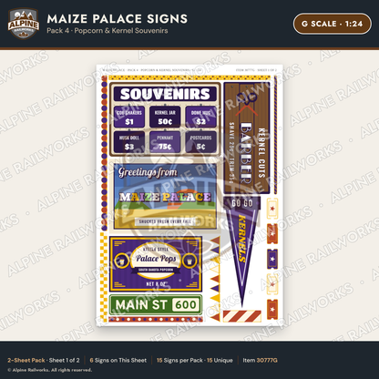Alpine Railworks 30777G G Scale Roadside Signs - Corn Palace