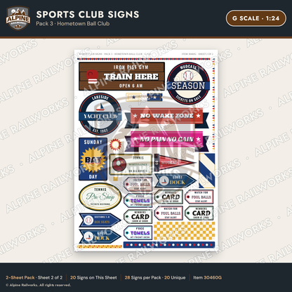 Alpine Railworks 30460G G Scale Sports Club Signs - Hometown Ball Club