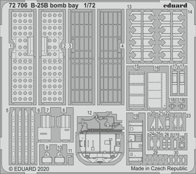 Eduard 72706 1/72 B-25B Bomb Bay Photo Etched Set for AIRFIX