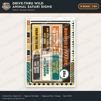 Alpine Railworks 31127G G Scale Roadside Signs - Drive-Thru Safari
