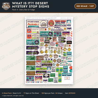 Alpine Railworks 30753HO HO Scale Roadside Signs - Desert Mystery Stop