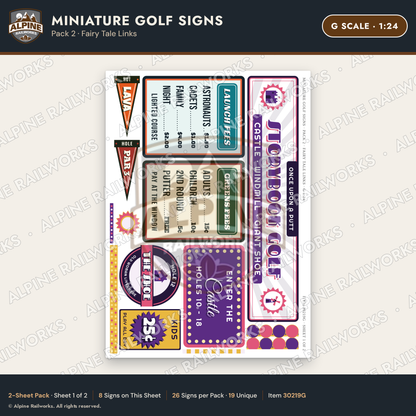 Alpine Railworks 30219G G Scale Miniature Golf Signs