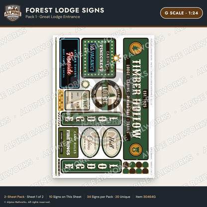 Alpine Railworks 30464G G Scale Forest Lodge Signs