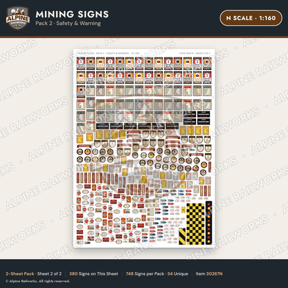 Alpine Railworks 30267N N Scale Mining Signs - Safety & Warning