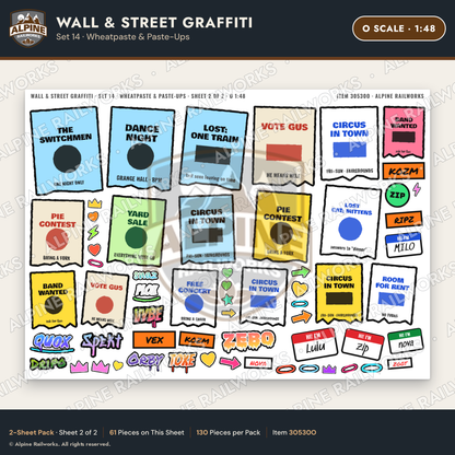Alpine Railworks 30530O O Scale Wall & Street Graffiti Cut-Outs