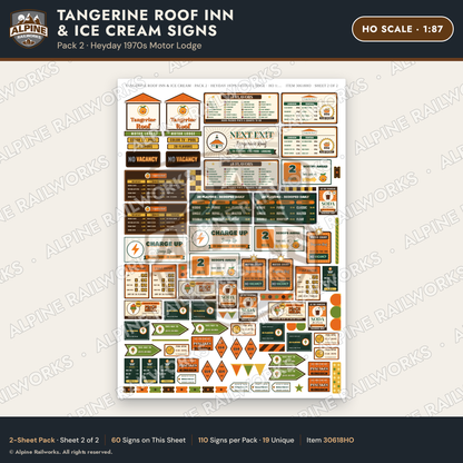 Alpine Railworks 30618HO HO Scale Restaurant Signs - Orange Roof Diner
