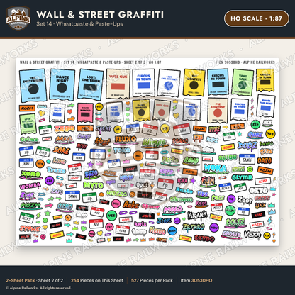 Alpine Railworks 30530HO HO Scale Wall & Street Graffiti Cut-Outs