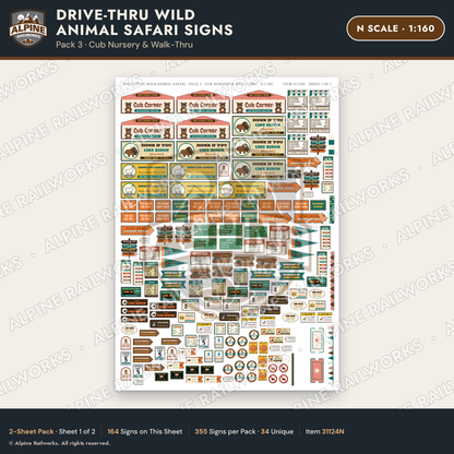 Alpine Railworks 31124N N Scale Roadside Signs - Drive-Thru Safari