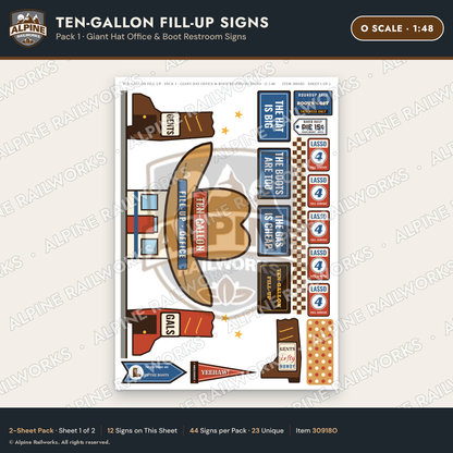 Alpine Railworks 30918O O Scale Roadside Attraction Signs - Cowboy Hat