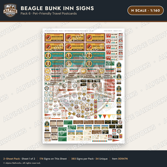 Alpine Railworks 30947N N Scale Roadside Signs - Dog-Shaped Inn