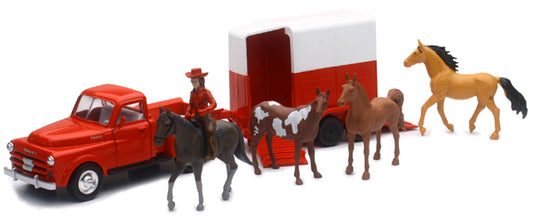 New Ray 54996-A 1/32 Horse and Rider Playset, Red Dodge