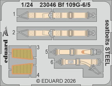 Eduard 23046 1/24 Bf 109G-5/6 Seatbelts STEEL Photo Etched Set for