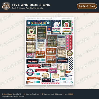 Alpine Railworks 30113O O Scale Five and Dime Signs