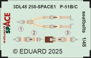 Eduard 3DL48258 1/48 P-51B/C Seatbelts SPACE SPACE for