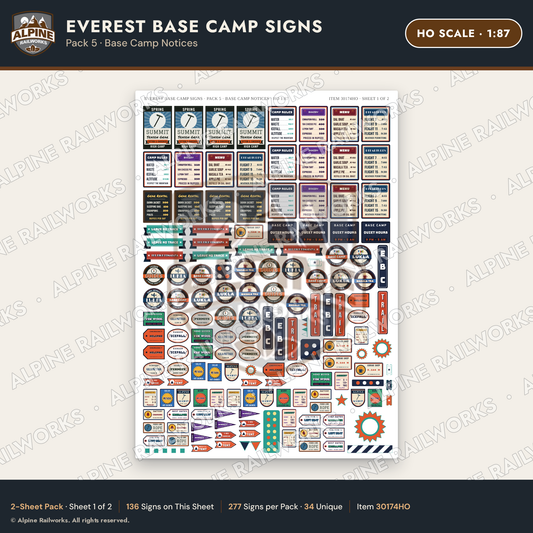 Alpine Railworks 30174HO HO Scale Everest Base Camp Signs