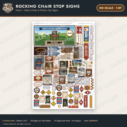 Alpine Railworks 30984HO HO Scale Roadside Signs - Giant Rocking Chair