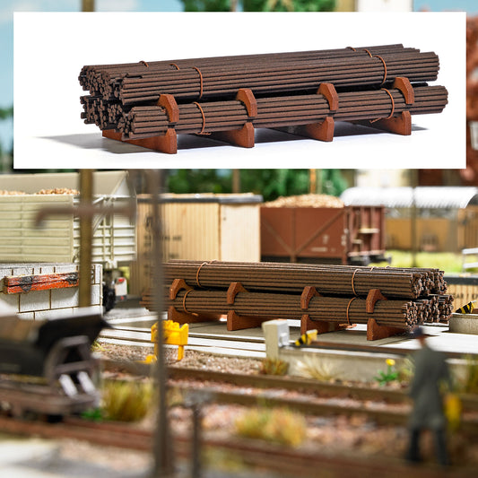 Busch 1687 HO Scale Rusted Steel Bundles Load, pkg(7)
