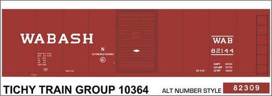 Tichy Trains 10364 HO Scale Railroad Decal Set -- Wabash 40' Steel Boxcar