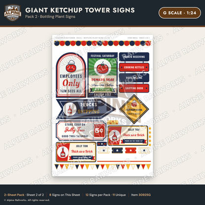 Alpine Railworks 30925G G Scale Roadside Signs - Ketchup Bottle Tower