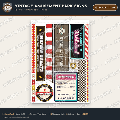 Alpine Railworks 30210G G Scale Vintage Amusement Park Signs