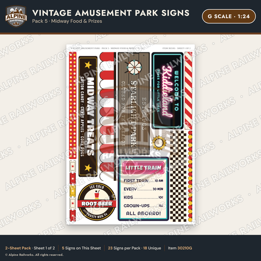 Alpine Railworks 30210G G Scale Vintage Amusement Park Signs