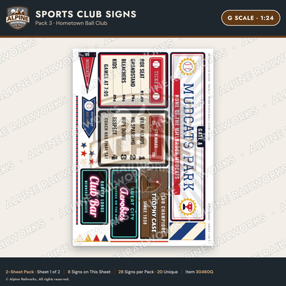 Alpine Railworks 30460G G Scale Sports Club Signs - Hometown Ball Club