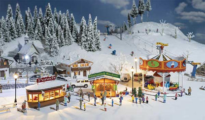 Faller 190143 HO Scale Christmas Market Set -- Ikit Includes 2 Stalls, Carousel