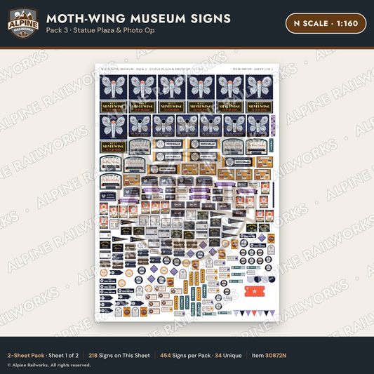 Alpine Railworks 30872N N Scale Roadside Signs - Mothman Museum