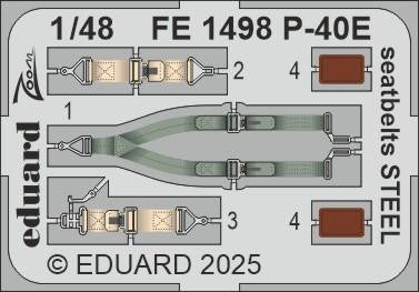 Eduard FE1498 1/48 P-40E Seatbelts STEEL Zoom Set for EDUARD