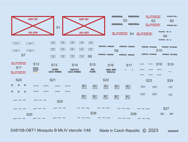 Eduard D48108 1/48 Mosquito B Mk.IV Stencils for TAMIYA/REVELL