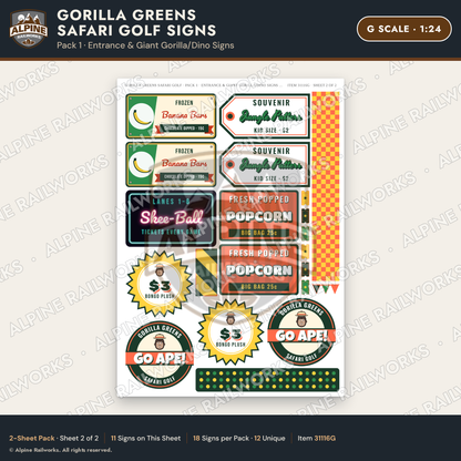 Alpine Railworks 31116G G Scale Mini Golf Signs - Safari - Entrance