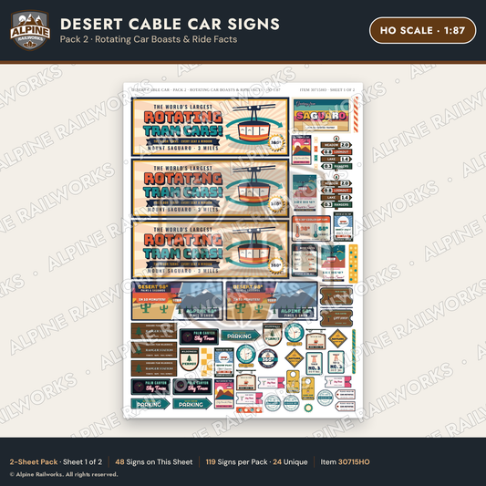 Alpine Railworks 30715HO HO Scale Tourist Signs - Desert Cable Car