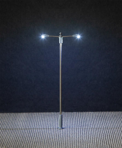 Faller 180103 HO LED Double Streetlights, Cold White, 3-Pack