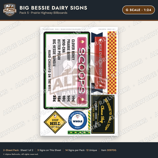 Alpine Railworks 30970G G Scale Roadside Signs - Giant Cow Dairy